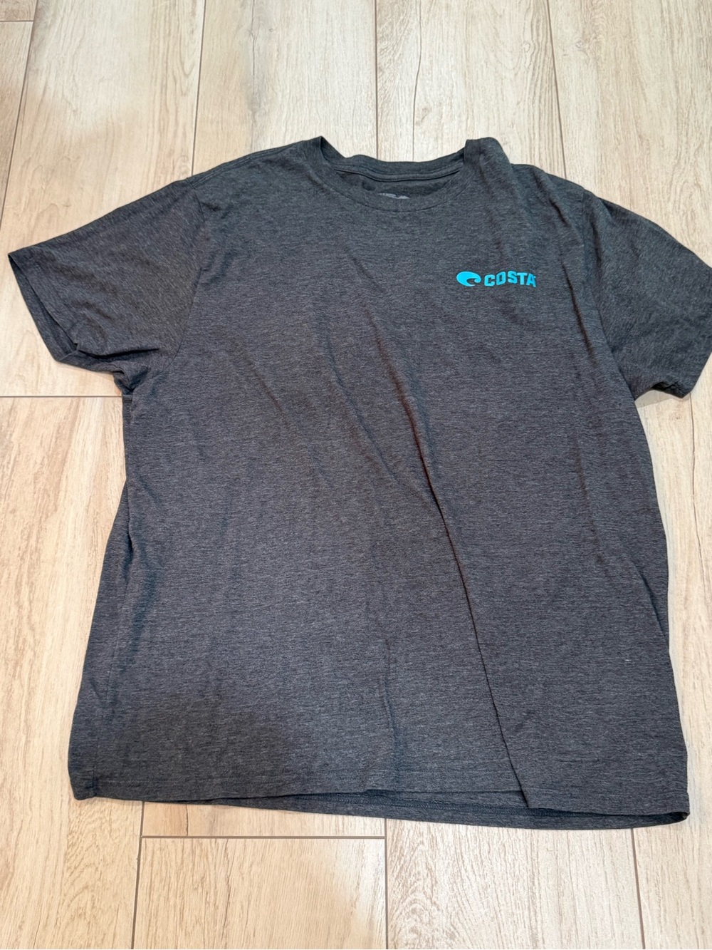 Costa Dark Gray Short Sleeve Tee with Teal Logo